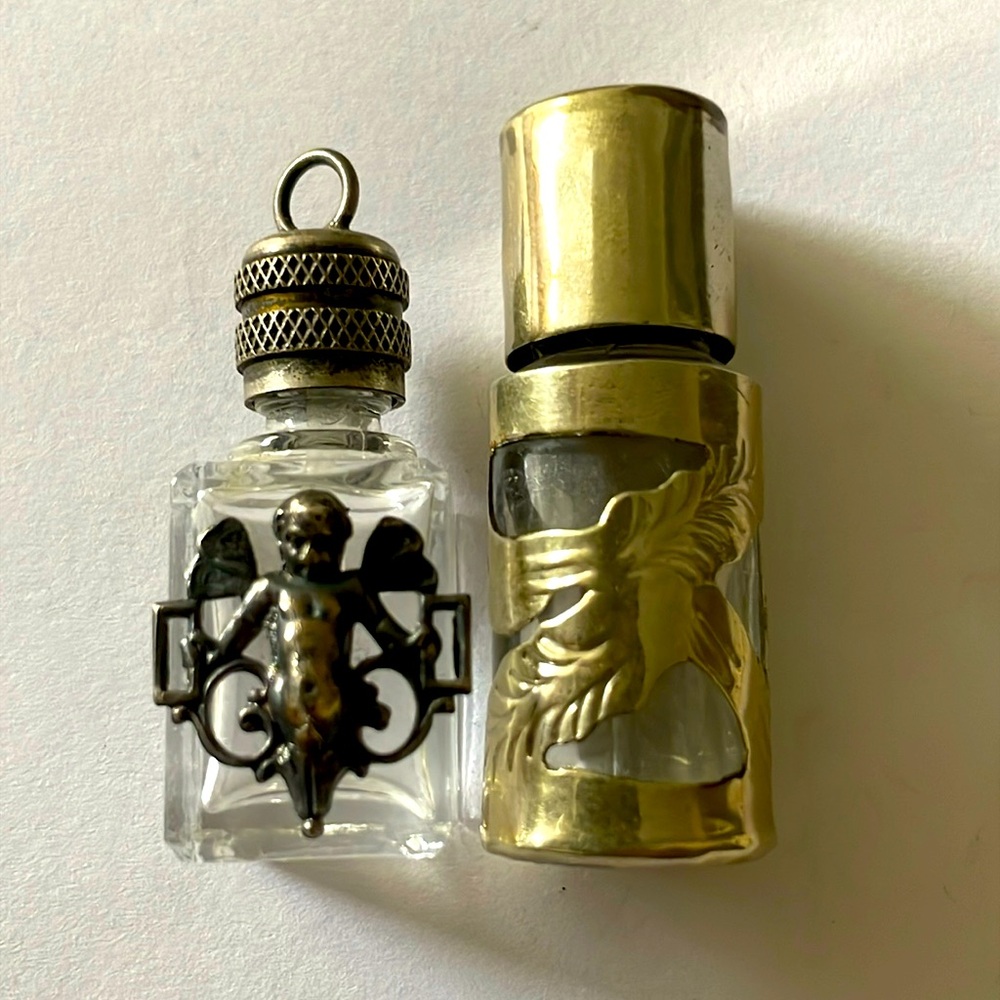 Vintage Miniature Decorative Perfume Bottles cherub, bottle pendant